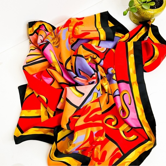 Paloma Picasso Accessories - Paloma Picasso Colorful Silk Astrological Sun Sign Zodiac Scarf